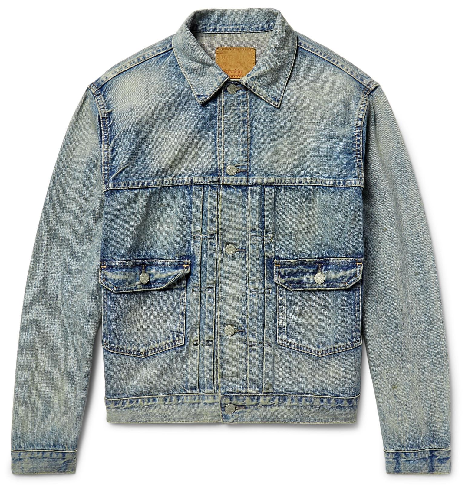 Lyst Rrl Distressed Selvedge Denim Jacket in Blue for Men